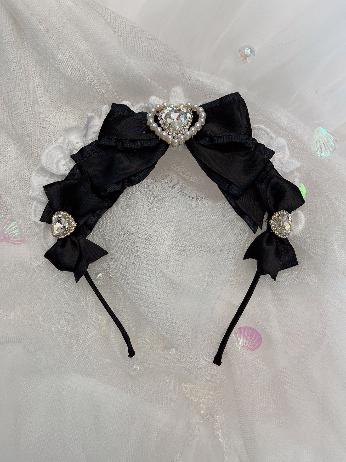 Sweetheart Princess French Maid Lace Black Pink Red Headband Hairband Hair Accessories