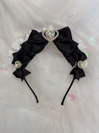 Sweetheart Princess French Maid Lace Black Pink Red Headband Hairband Hair Accessories