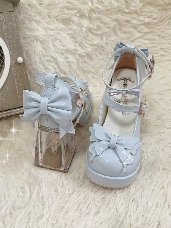 Butterfly Kiss Girls Glass High Heels Shoes