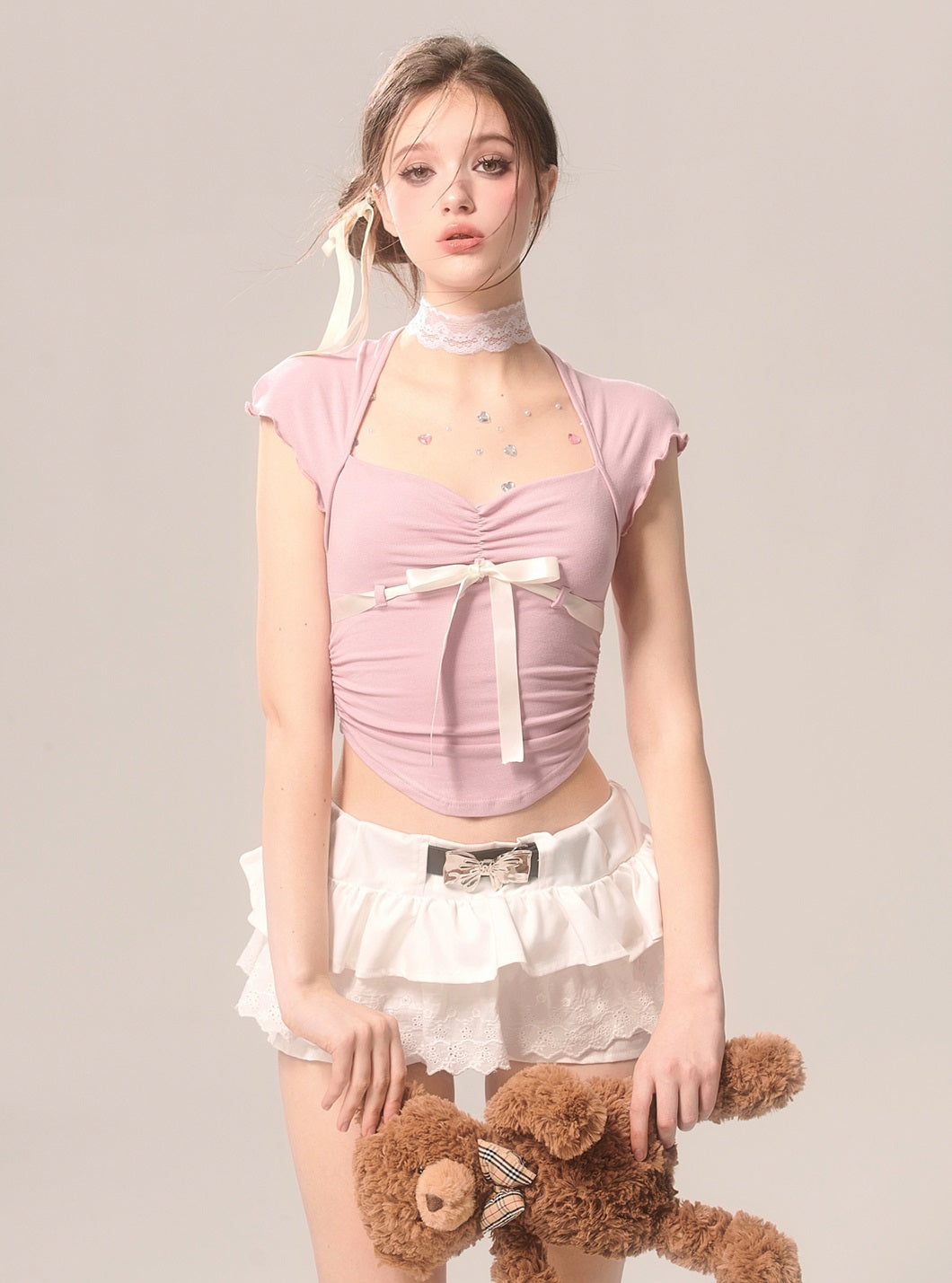 Young Eyes Sweet Coquette Bow Pink Shirt Top