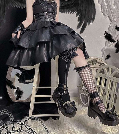 Black Dark Gothic Skeleton Hand Lolita Mary Jane Shoes