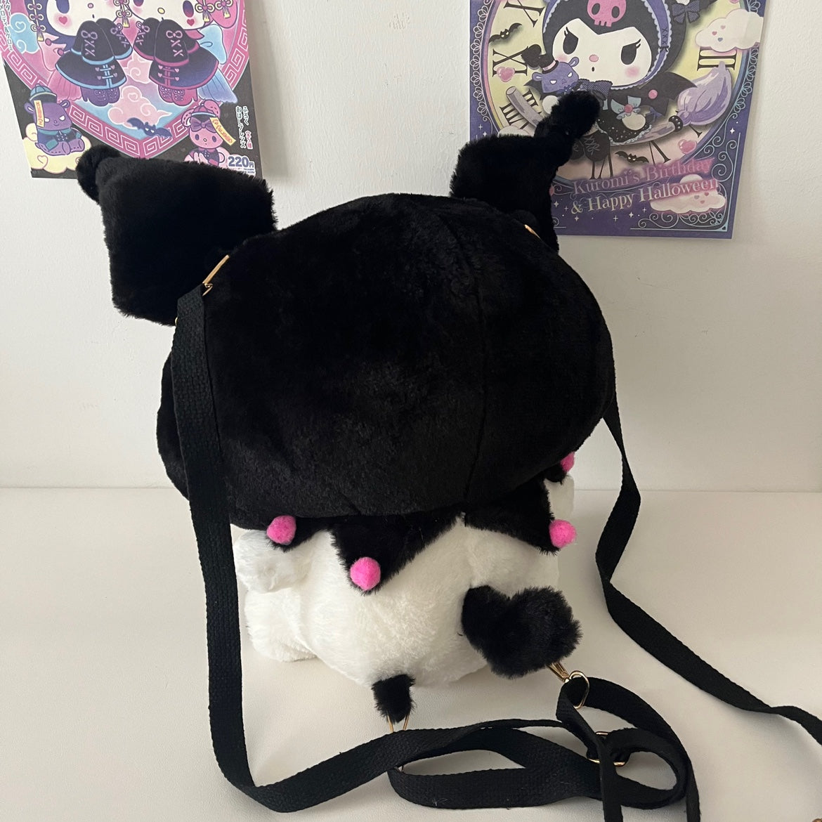 Punk Goth Dark Purple Devil Plush Doll Messenger Bag