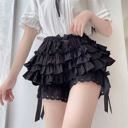 Lolita Lace Ruffled Black & White Bloomers Shorts