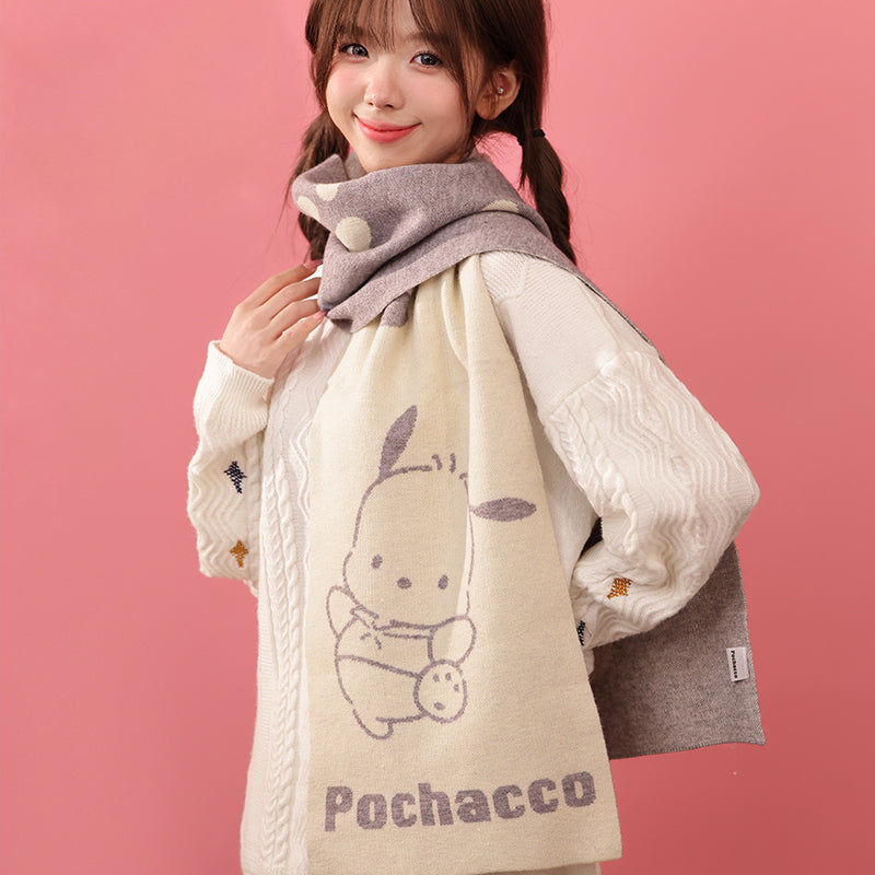 Melody Cinnamon Dog Purple Devil Pocha Dog Kitty Cat Winter Two Toned Scarf Scarves