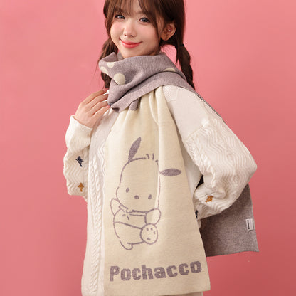 Melody Cinnamon Dog Purple Devil Pocha Dog Kitty Cat Winter Two Toned Scarf Scarves