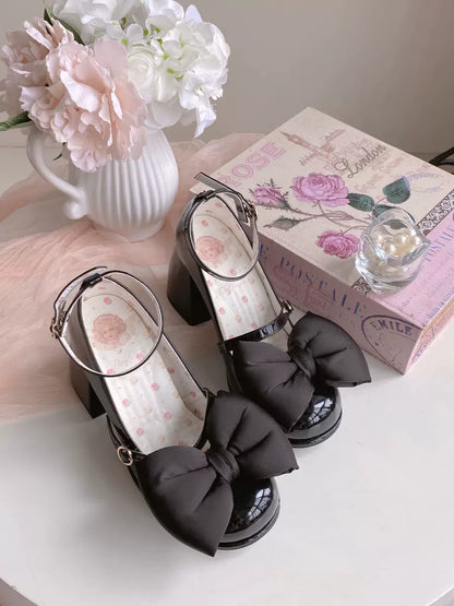 Dreamy White Tea Gradient Blush Lolita Black White Pink Blue High Heels Shoes