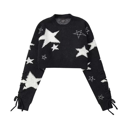 Serendipity Y2K Five Stars Pink & Black Knit Sweater