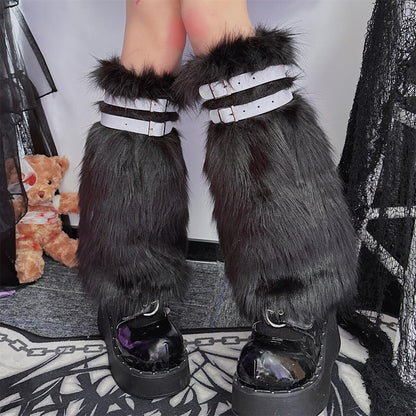 Y2K Punk Harajuku Fuzzy Leg Garter Belt Leg Warmer