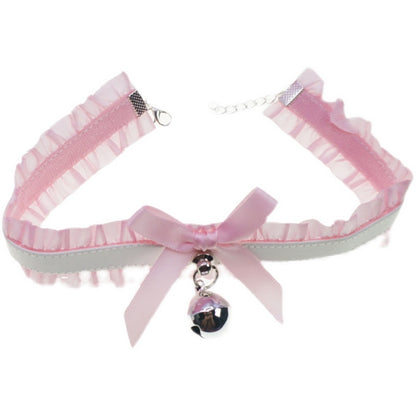 Candy Fairy Soft White Pink Lolita EGL Bow Cat Bell Collar Necklace Choker