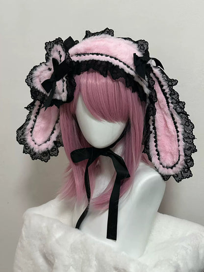 Handmade Original Lolita Heart Plush Rabbit Ears Hairband Hair Accessories