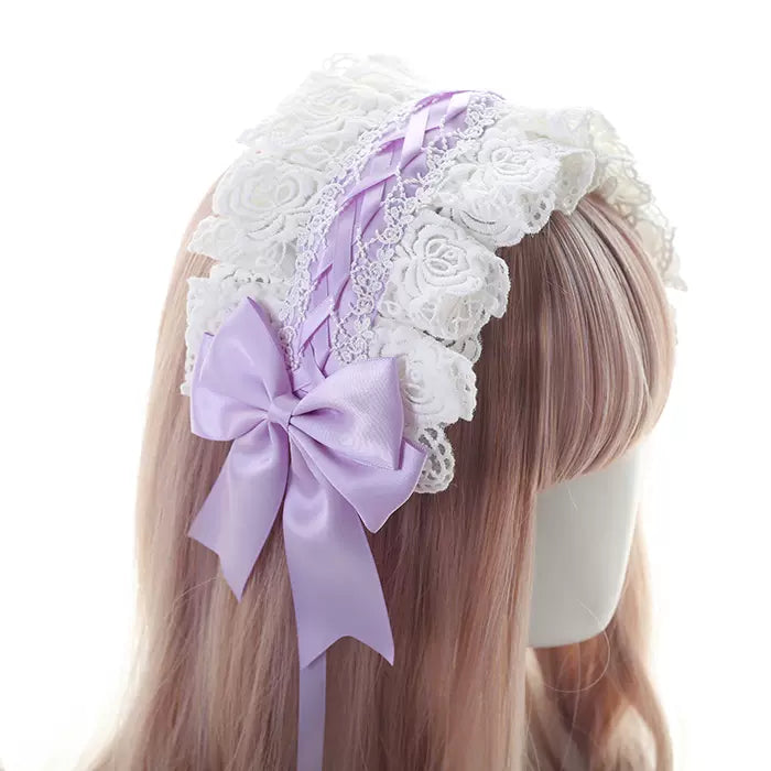 Lolita Lace Embroidery Bow Hairband Accessories