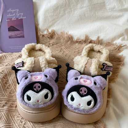 Purple Devil Soft Winter Thick Plush Cotton Slippers Shoes