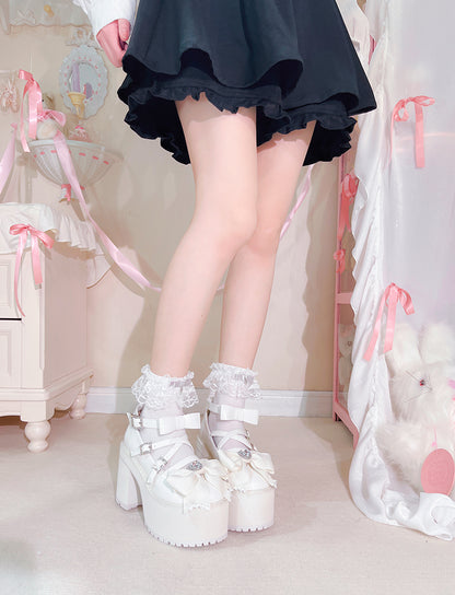 Transfer Student Jirai Kei Virtual Lover Black White Pink Blue High Heels Shoes