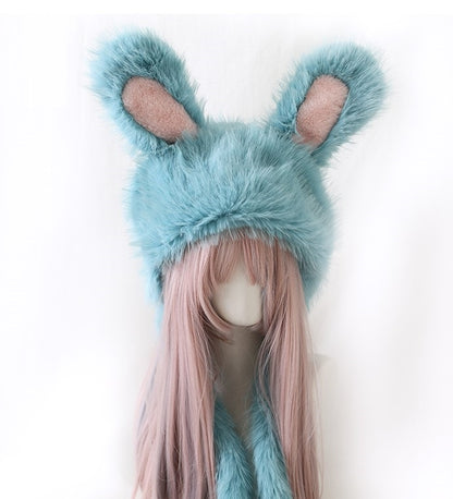 Winter Lolita Colorful Rabbit Ears Cute Handmade Fur Hats