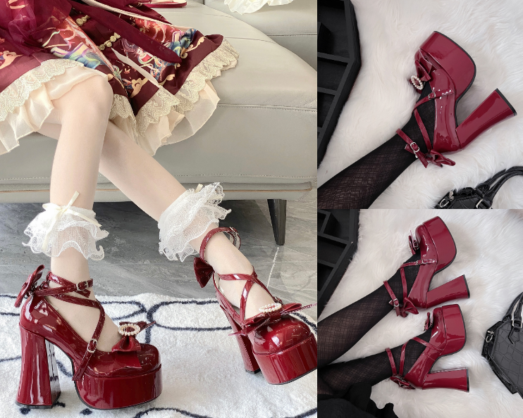 Walpurgis Night Pearl Wreath Bow Sweet Princess EGL High Heels Shoes