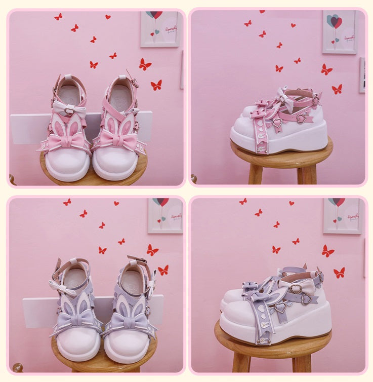 Moeka Chan Sweetheart Rabbit Ears Lolita Thick Sole Shoes