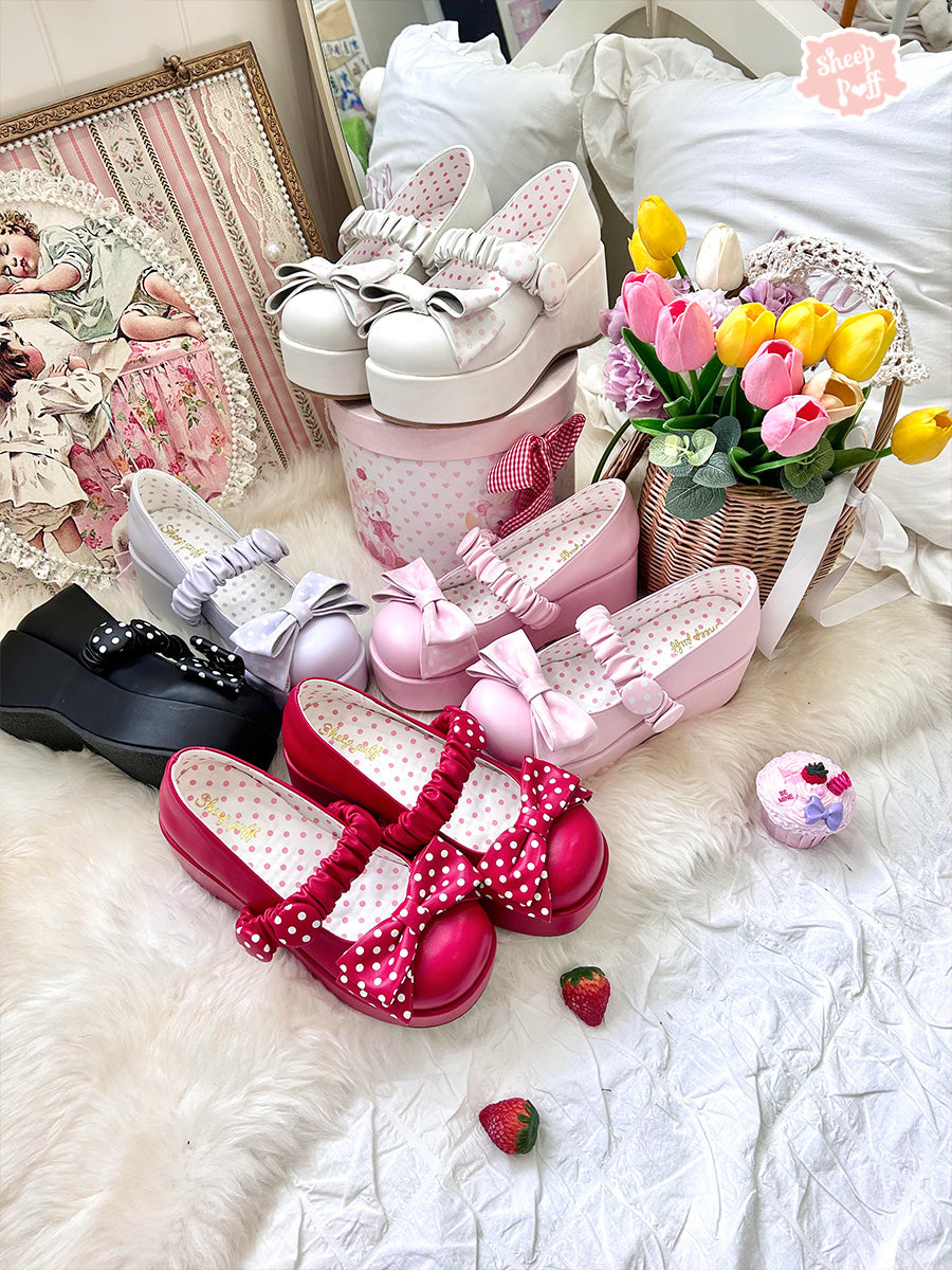 Puffy Sheep EGL Polka Dot Bow Platform High Heels Shoes