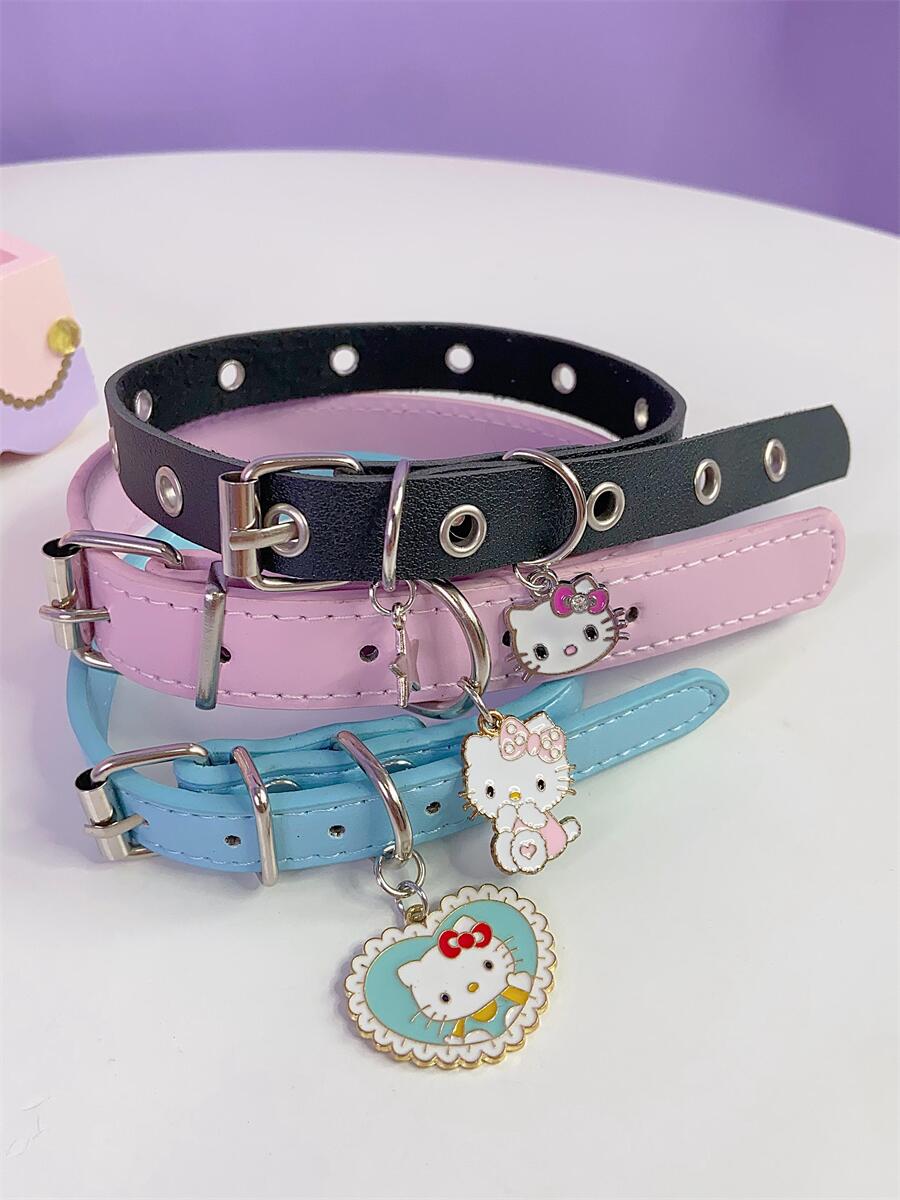 Harajuku Y2K Kitty Star Leather Collar Choker