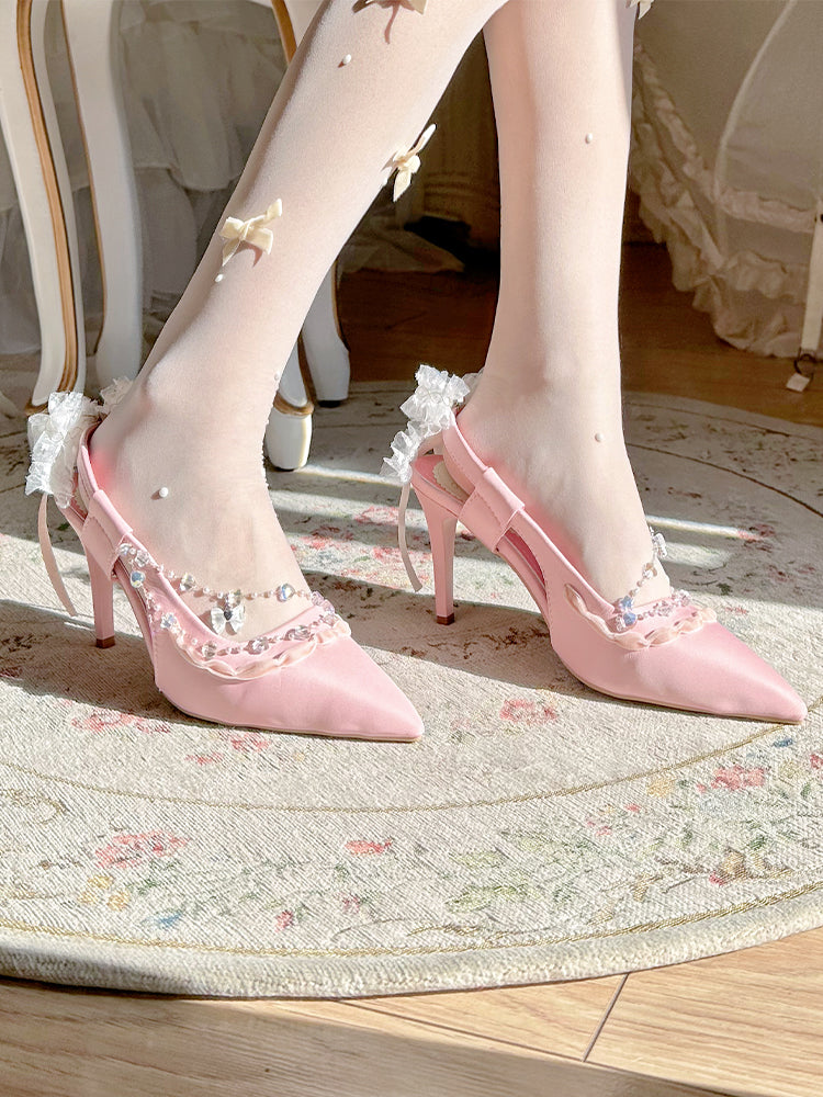 Catcher Pink Diamante Pointed Court Heels – Club L London - USA