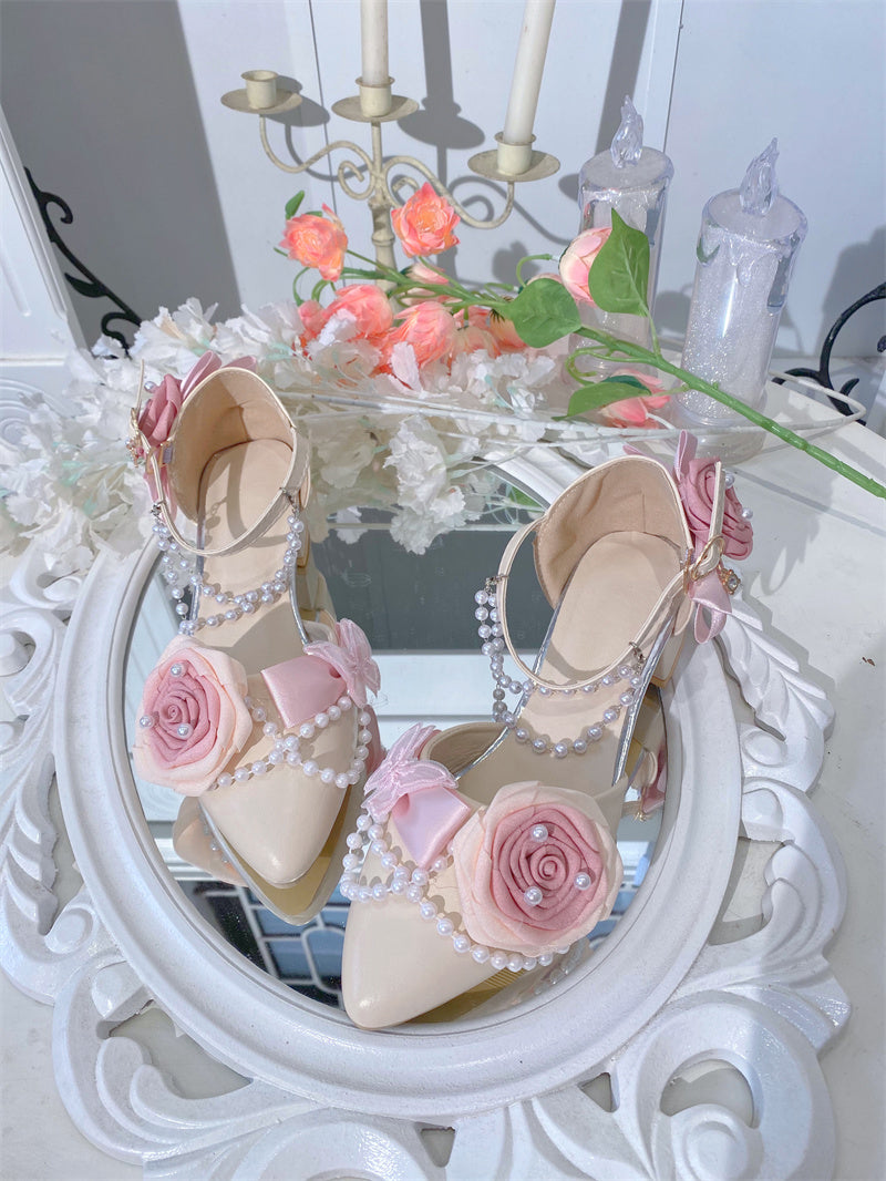 Dream Dwelling Love Goddess Rose Weddings Pink Blue White Green High Heels Shoes