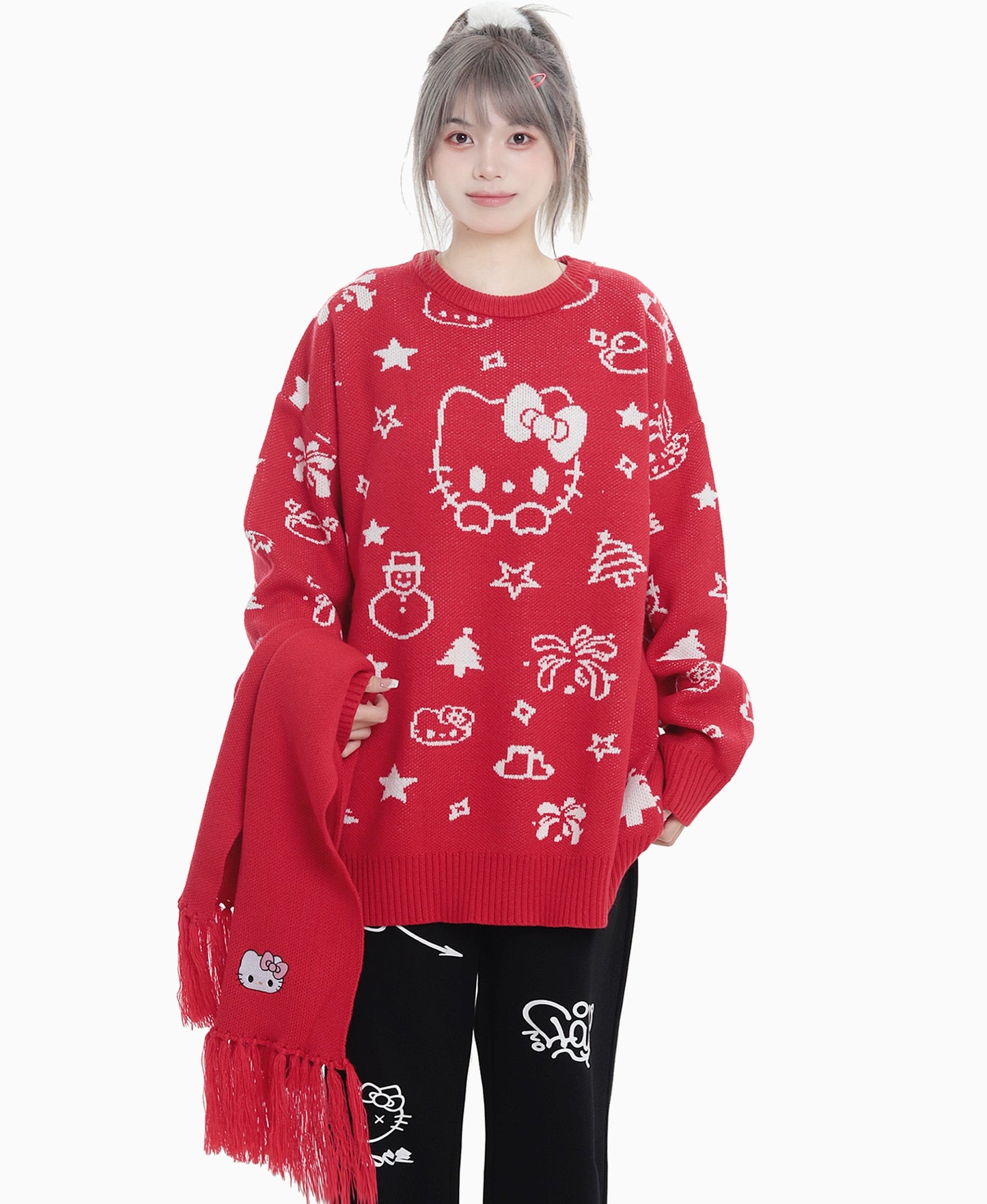 Kitty Cat Christmas Winter Knit Pullover Sweater