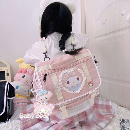 Baby Bear Handmade Cartoon Melody Purple Devil Pink Black Student School Briefcase Messenger Bag Backpack