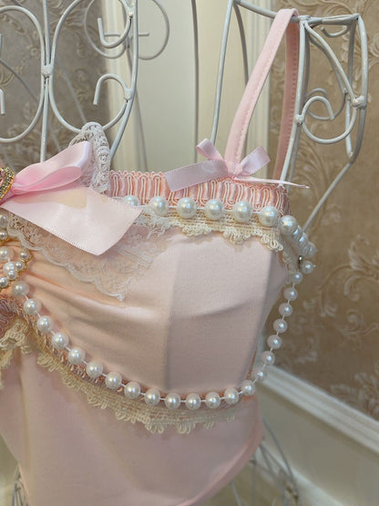 Sweetheart Princess Pearl Chain Pink Camisole Top