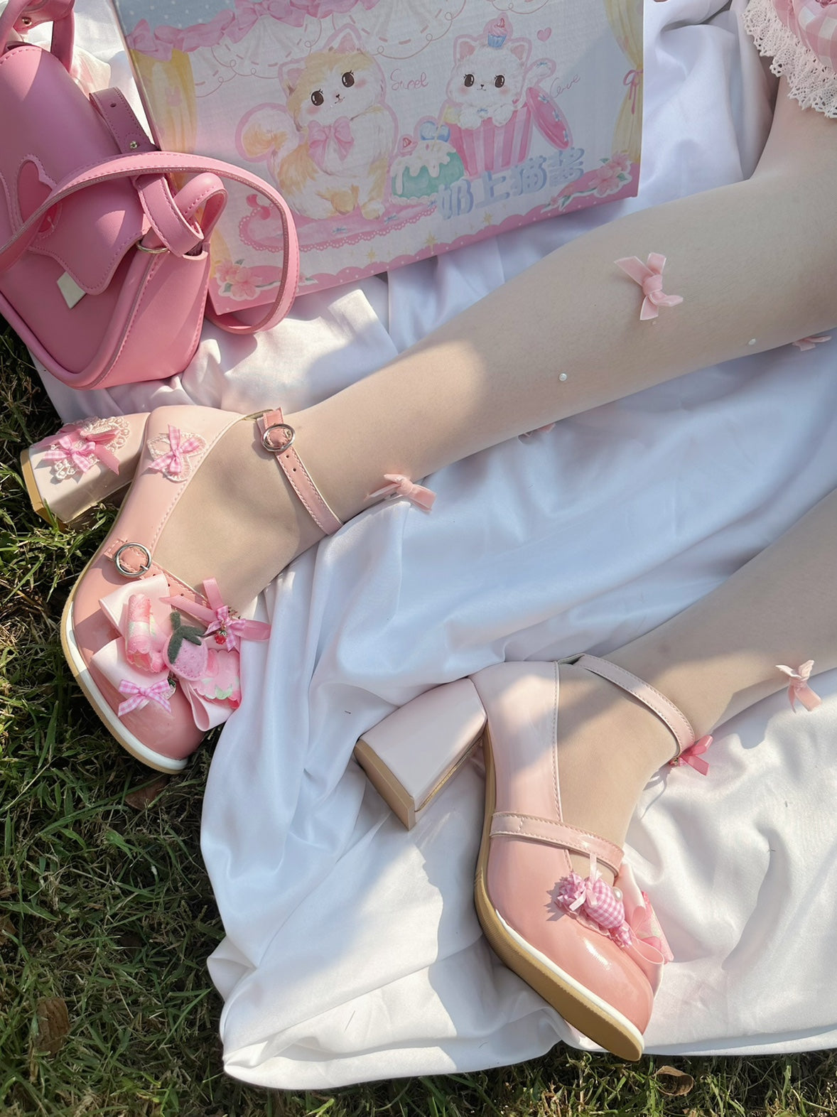 Strawberry Berry Lolita Pink Mary Jane High Heels Shoes