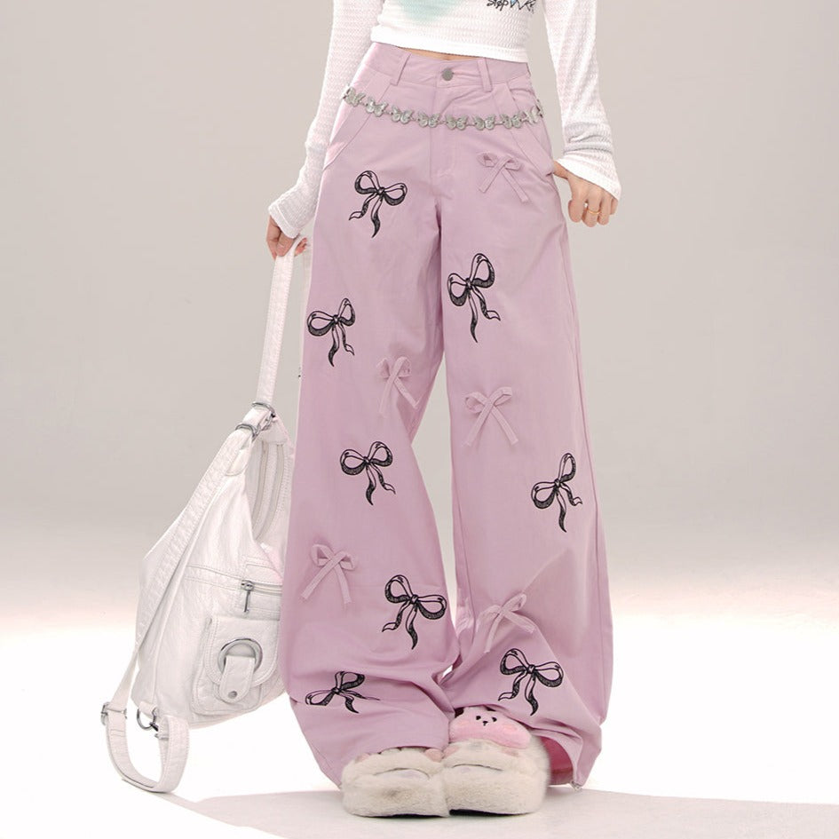 Young Eyes Taro Purple White Bow Long Pants