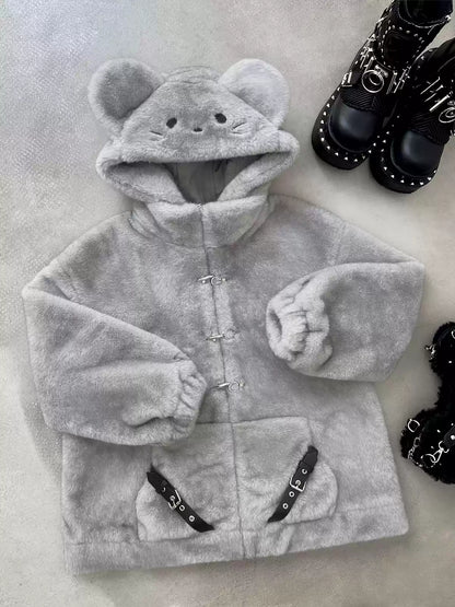 Cute Little Mouse Yabi Gray Ice Blue Jacket Coat