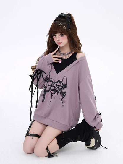 Crazy Girl Fallen Angel Heartbreak Pink Black Purple Sweater Top