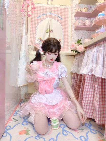 Candy Fairy Sweet Cute Pink Maid Cosplay Outfit Dress