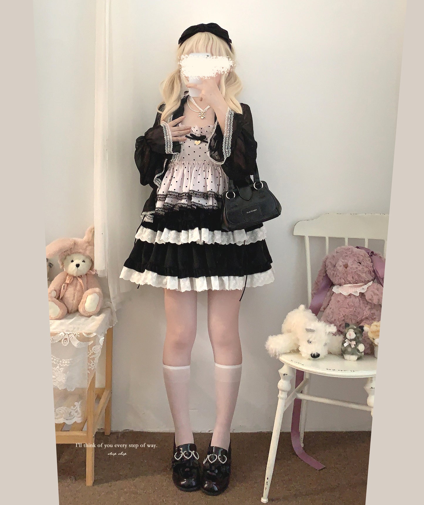 Dormir Doll Velvet Kiss Lace White Black Ruffle Skirt