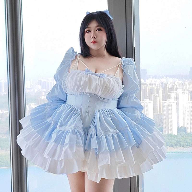 Plus Size Dream White Blue Princess Lolita Dress