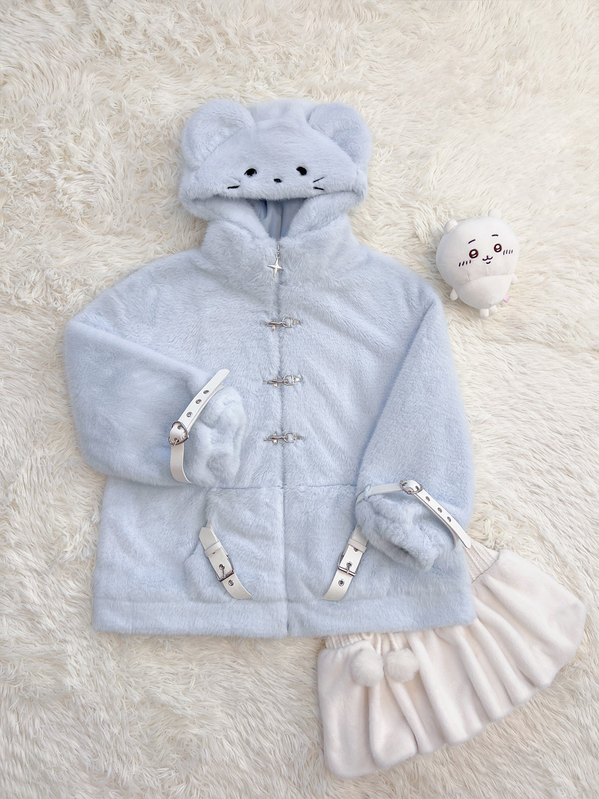 Cute Little Mouse Yabi Gray Ice Blue Jacket Coat