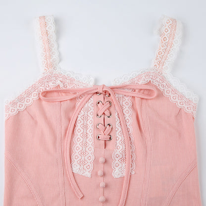 Coquette Angel Lace Sexy Pink Camisole Top