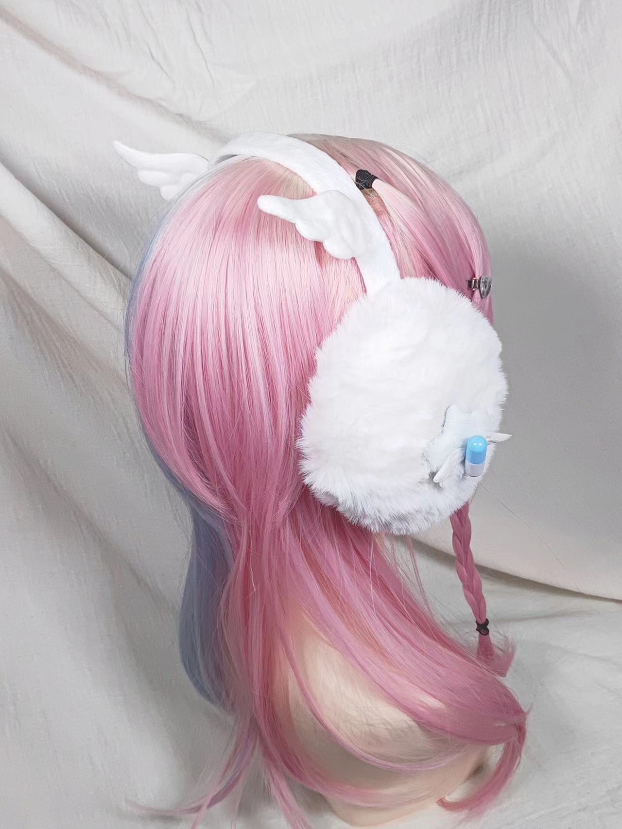 White Fluffy Wings Pill Medicine Warm Winter Earmuffs