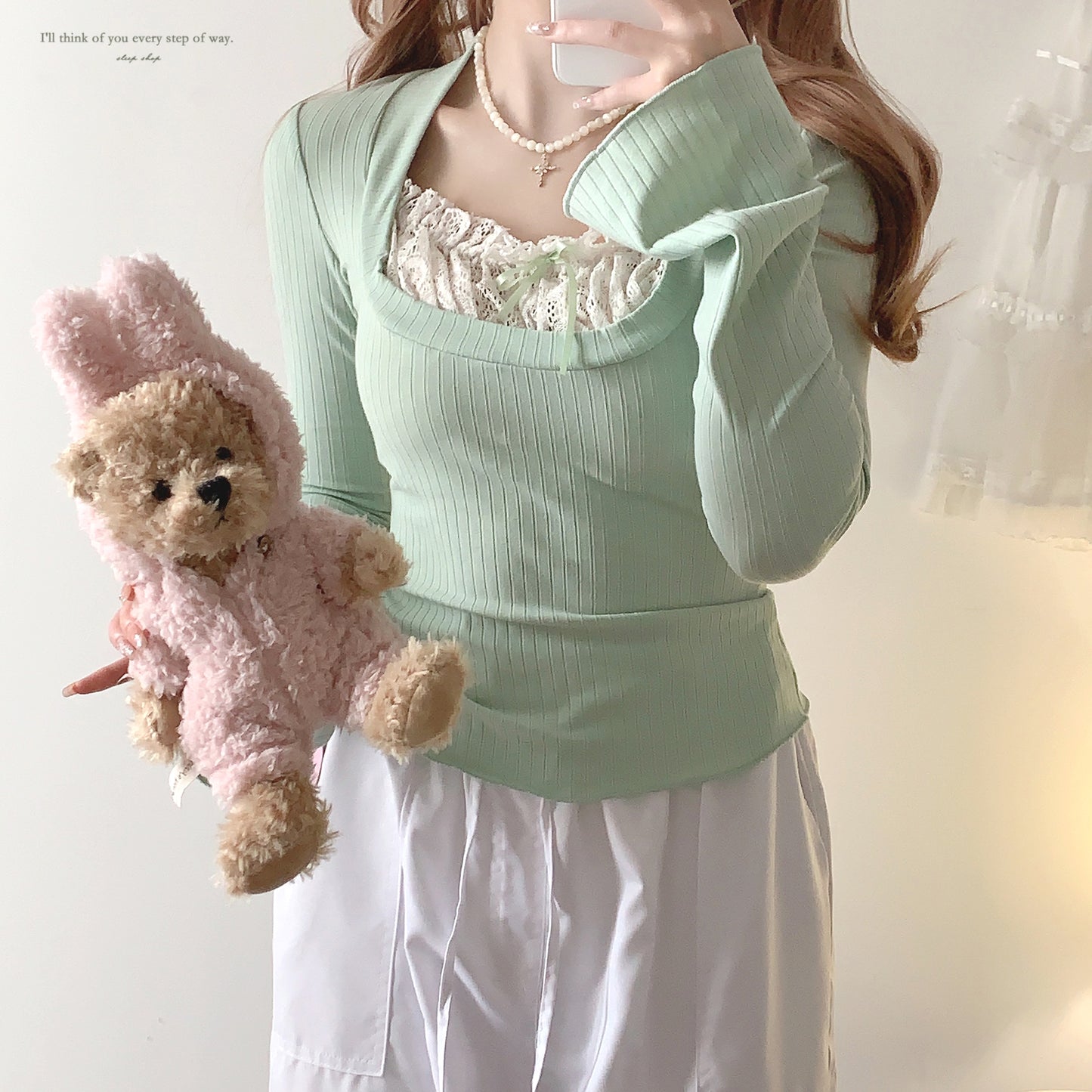 Dormir Doll Nana Lace Cream Pink Green Shirt