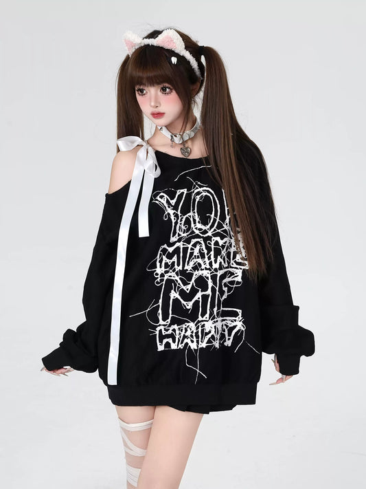 Crazy Girl You Make Me Happy Black White Sweatshirt