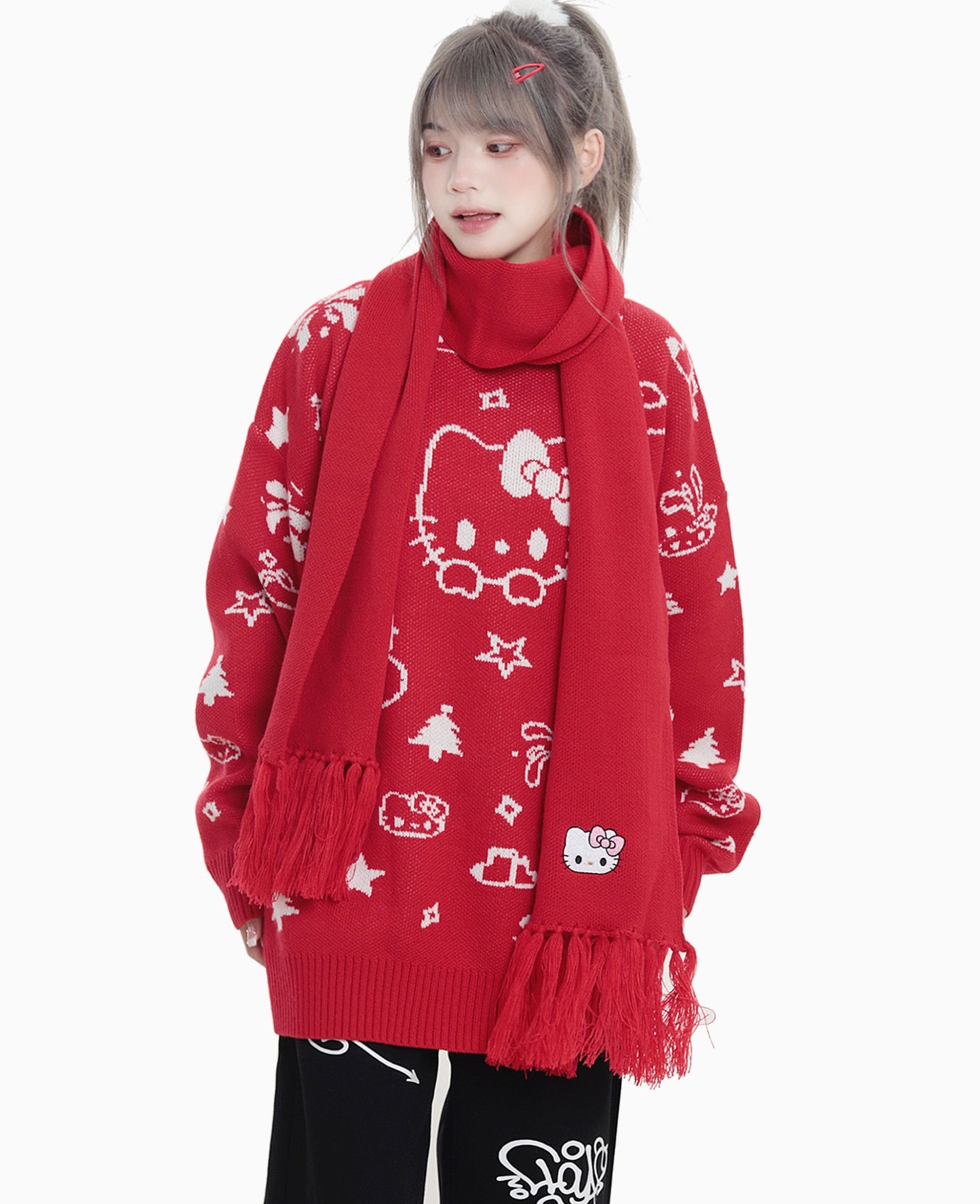 Kitty Cat Christmas Winter Knit Pullover Sweater