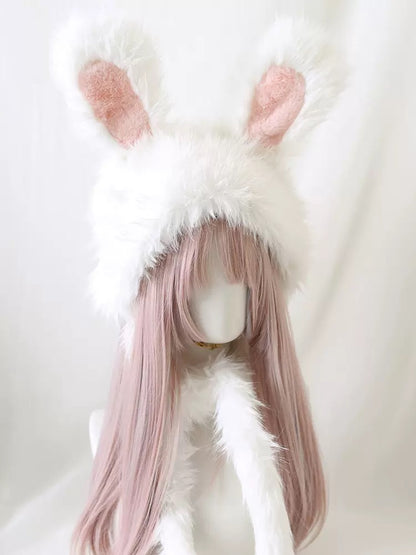 Winter Lolita Colorful Rabbit Ears Cute Handmade Fur Hats