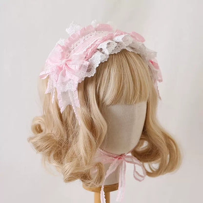 Lolita Lace Cream White Bow Hairband Accessories