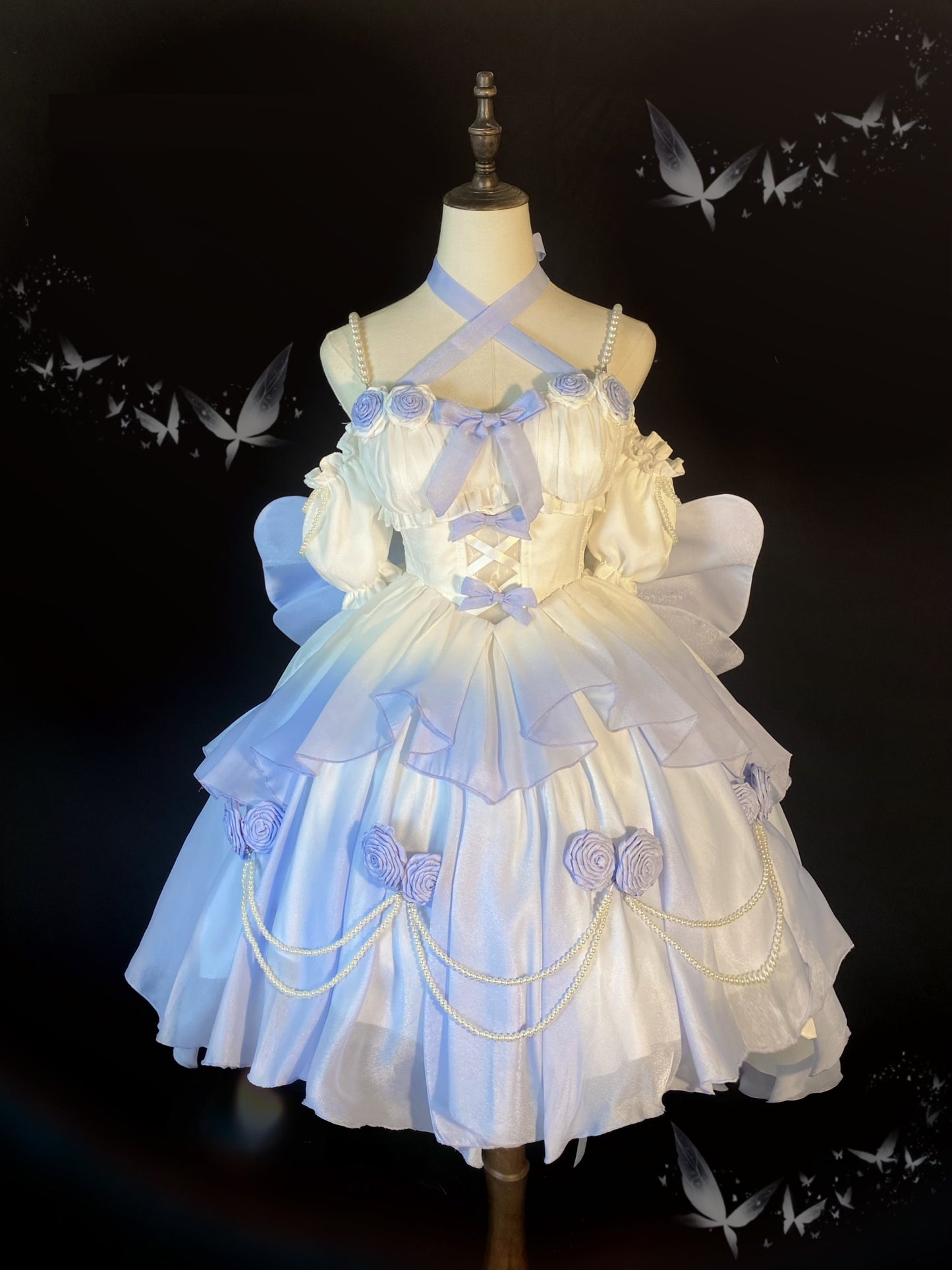 Elsa Lolita Love Goddess PInk Blue Gradient Rose Fairy Prom Dress