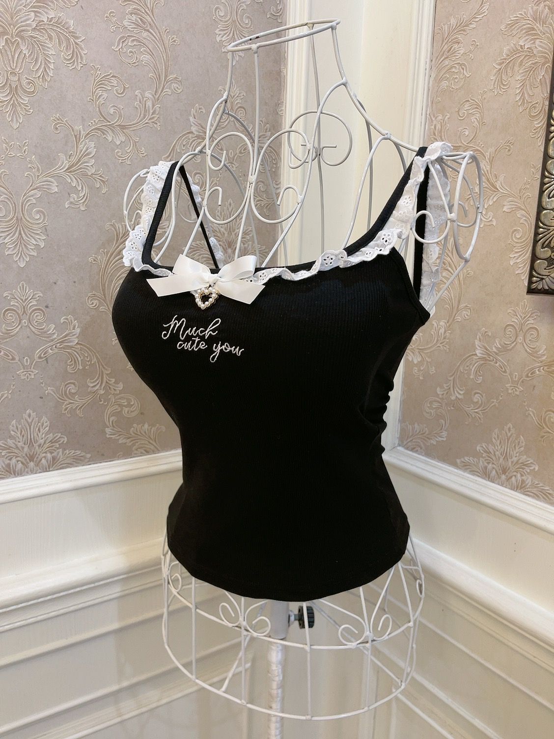 Sweetheart Princess Much Cute Black White Blue Camisole Top