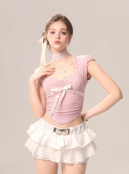 Young Eyes Sweet Coquette Bow Pink Shirt Top