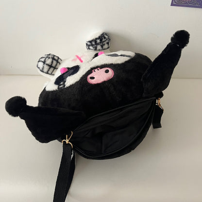 Punk Goth Dark Purple Devil Plush Doll Messenger Bag