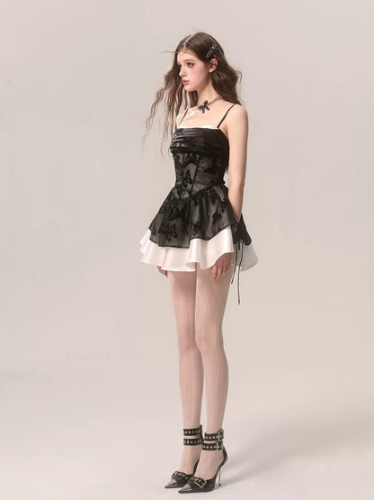 Young Eyes Audrey Black Butterfly Strap Dress