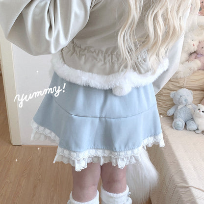 Dormir Doll Winter Rabbit Diary Square Neck Bow Pompom Ball Sweater Top