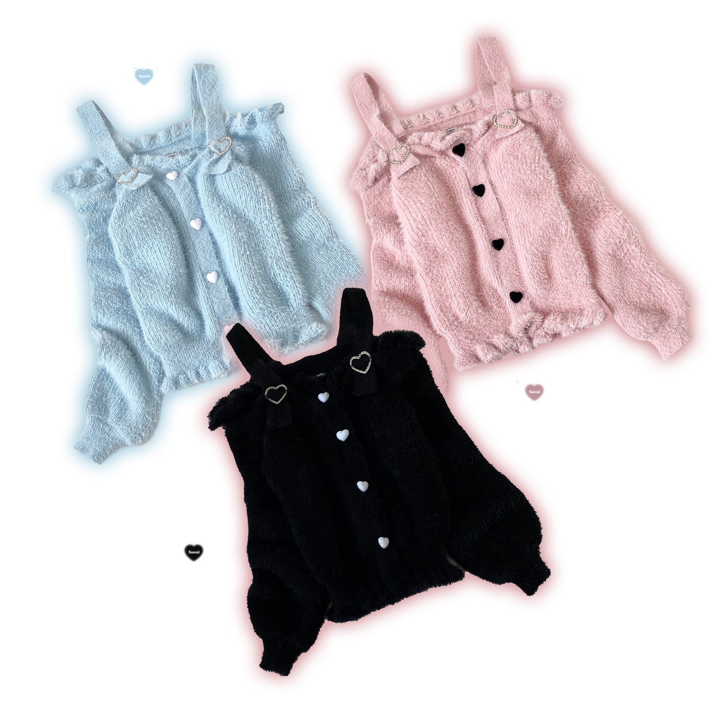 Kitten Bullet Winter Plush Love Pink Blue Black Sweater