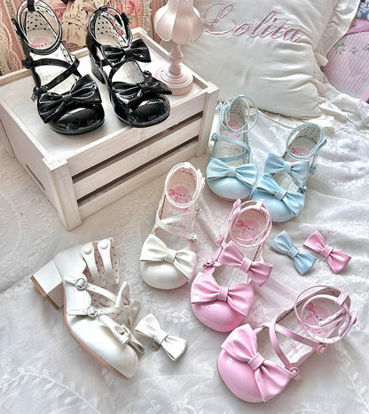 Puffy Sheep Sweet Tea Pink Blue White Black High Heels Shoes